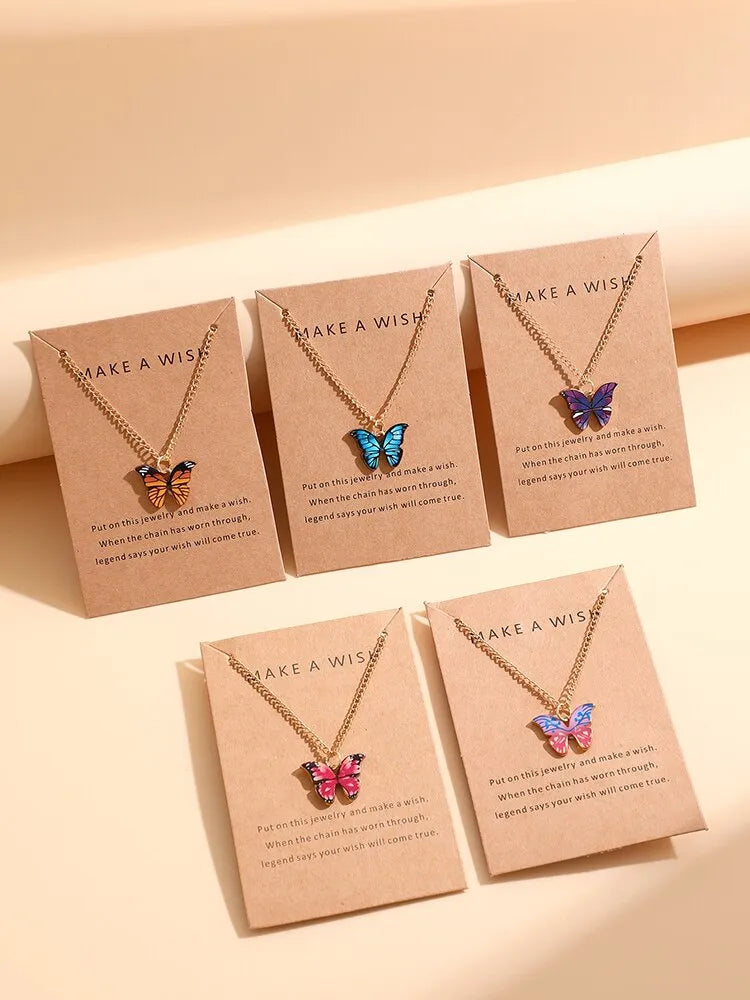 Korean Jewellery Girls Charm Crystal Butterfly Necklace Jewellery For Girls Stylish Jewelry