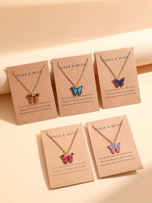 Korean Jewellery Girls Charm Crystal Butterfly Necklace Jewellery For Girls Stylish Jewelry