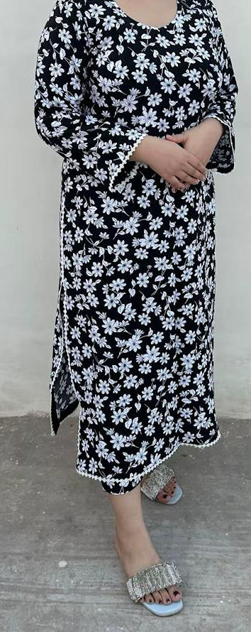 LINEN  TWO PIECE COD SET LONG SHIRT WITH TROUSER