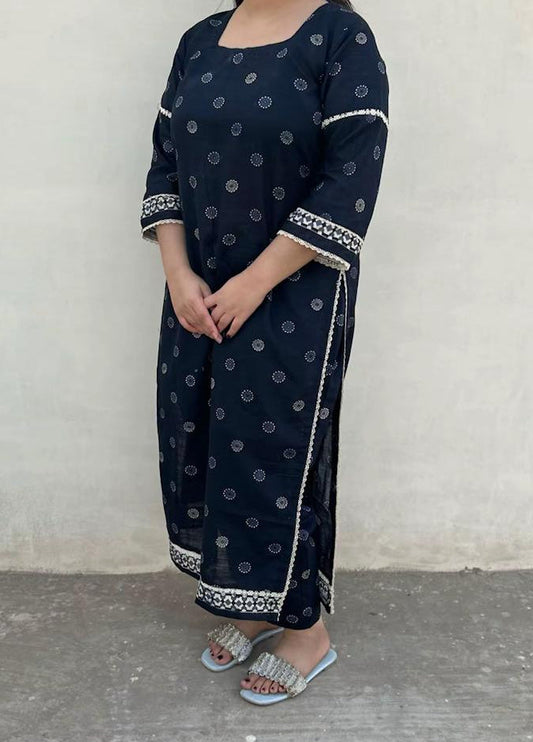 KHADDAR A STYLISH NAVY BLUE TWO PIECE CO-ORD SET