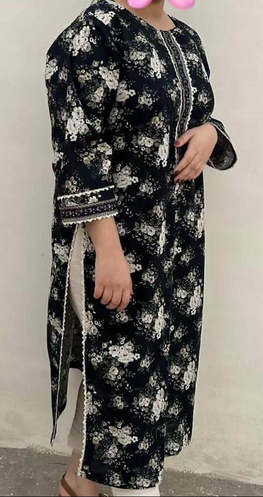 KHADDAR TWO PIECE COD SET LONG SHIRT AND TROUSER